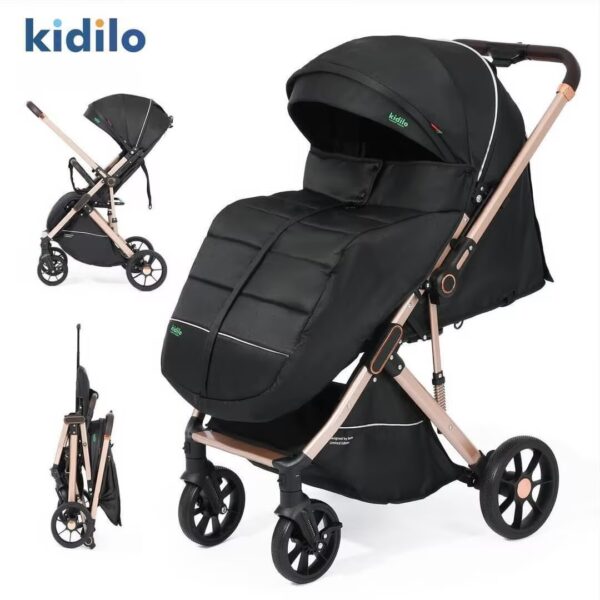 POUSSETTE VALISE RÉVERSIBLE NOIR – KIDILO