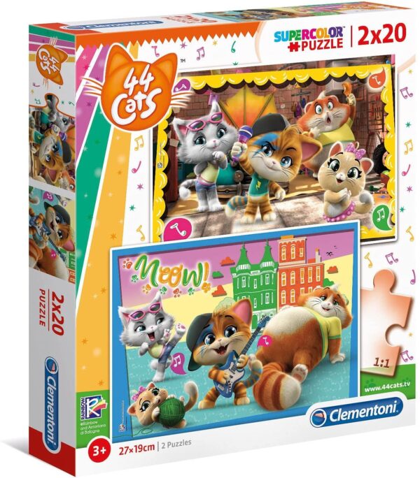 Puzzle Supercolor 44 Cats – 2x20 pcs – Clementoni