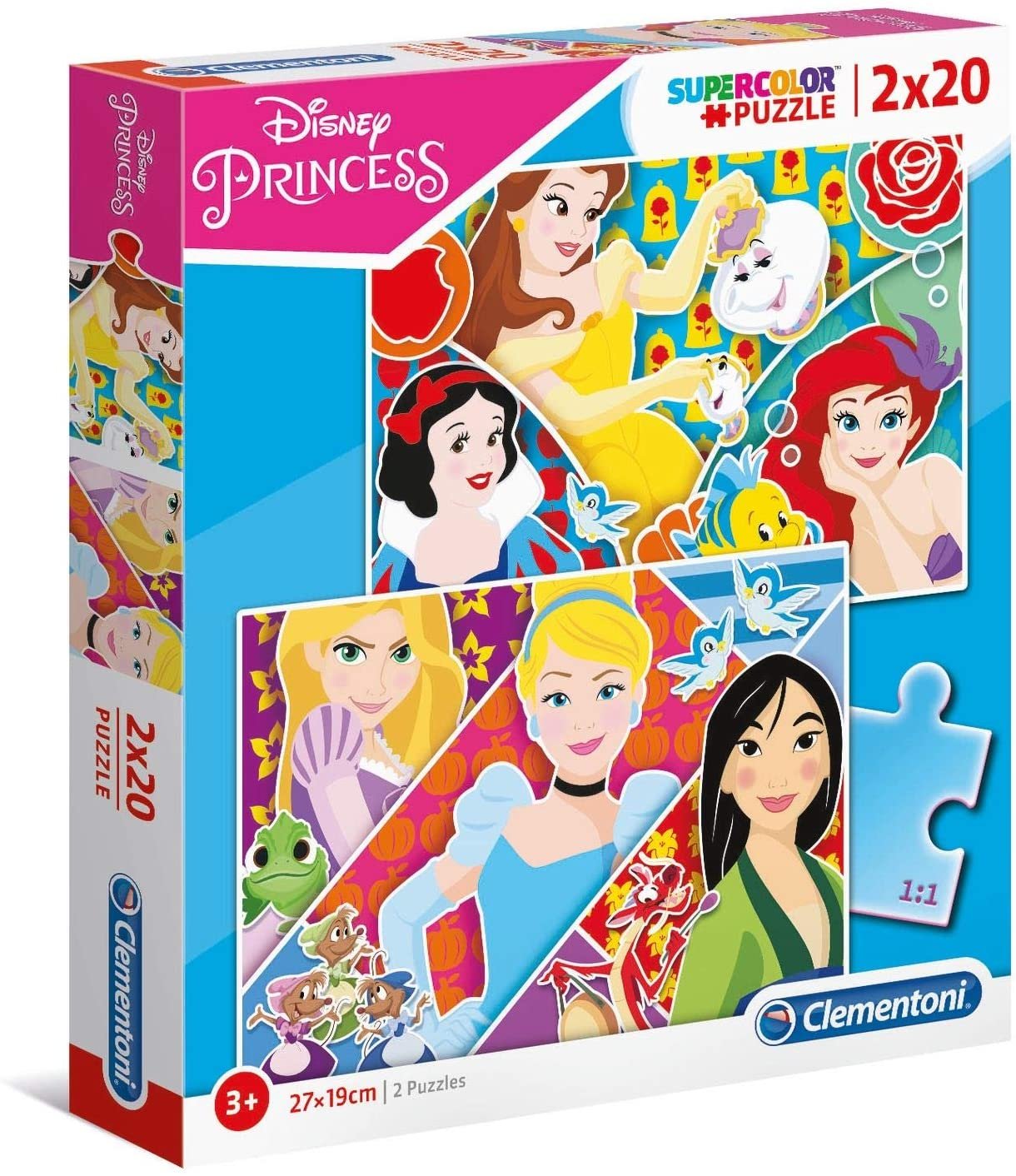 Puzzle Supercolor Disney Princess – 2x20 pcs – Clementoni
