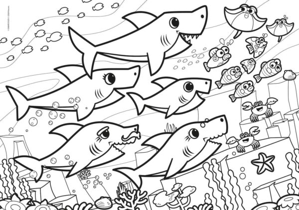 Puzzle Supercolor Baby Shark Double Face Coloring – 60 pcs – Clementoni – Image 3