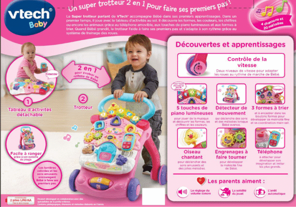 Super Trotteur parlant 2 en 1 rose - Vtech – Image 3